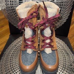 Naturalizer Myla Tan and Gray Winter Boots
